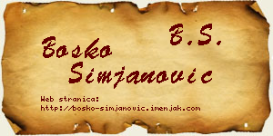 Boško Simjanović vizit kartica